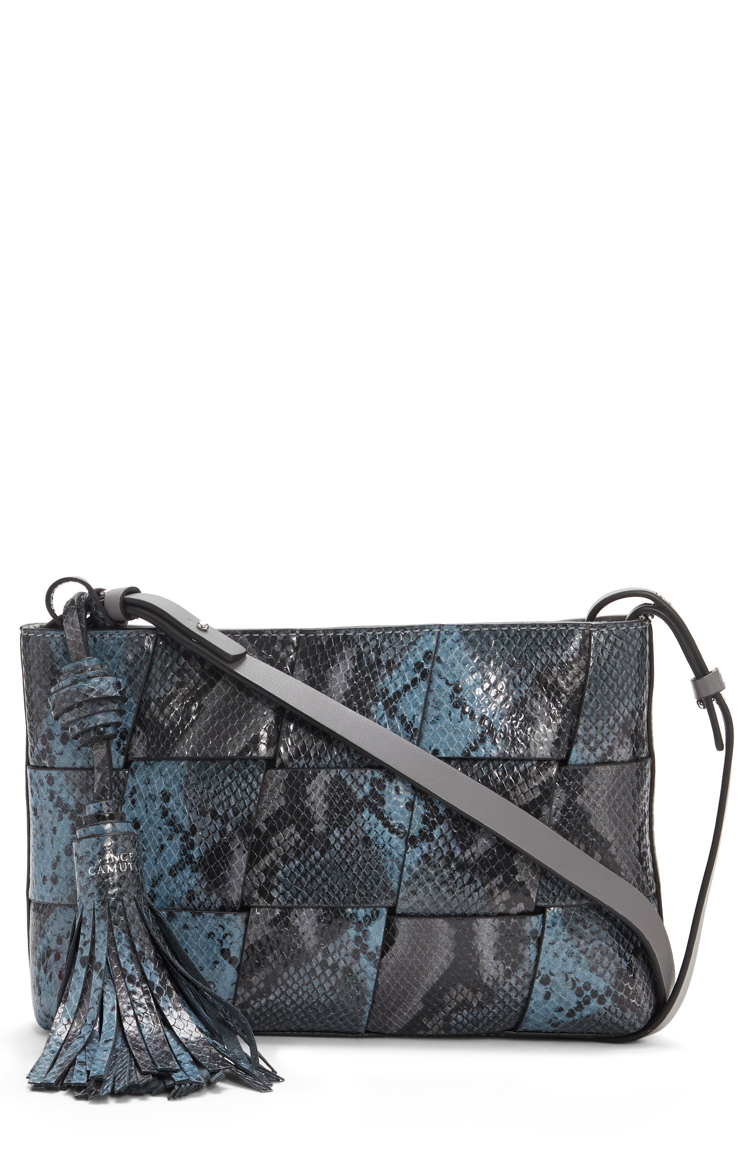 Vince Camuto Josy Woven Leather Crossbody Bag In Blue Multi | ModeSens