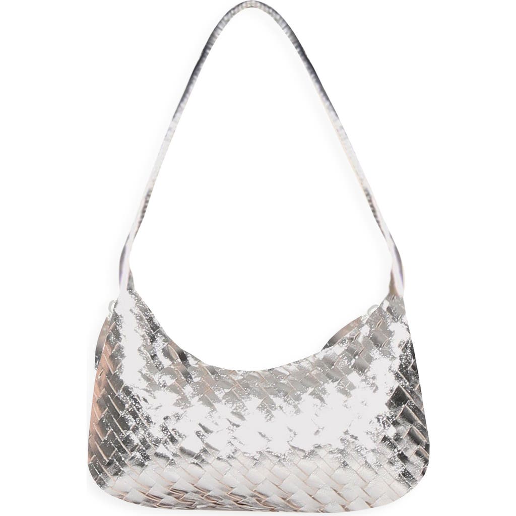 Walter Baker Hazel Woven Leather Shoulder Bag In Silver