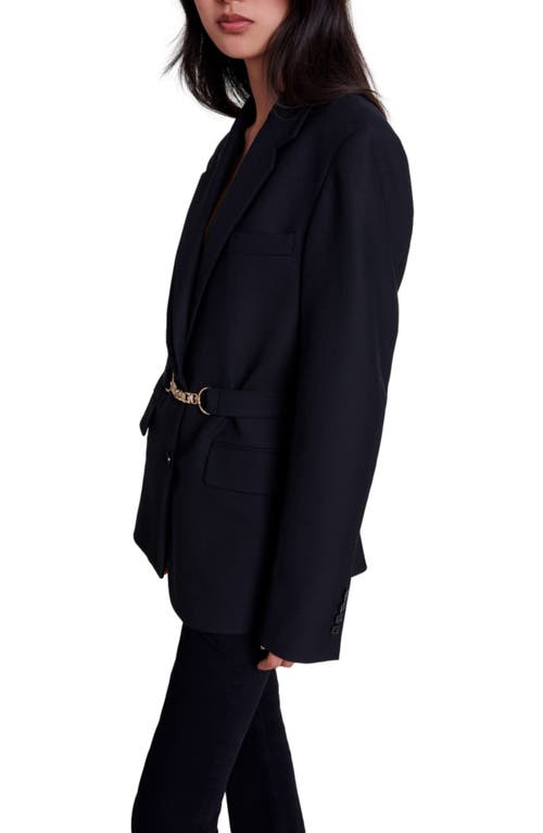 Shop Maje Belted Suit Jacket In Black