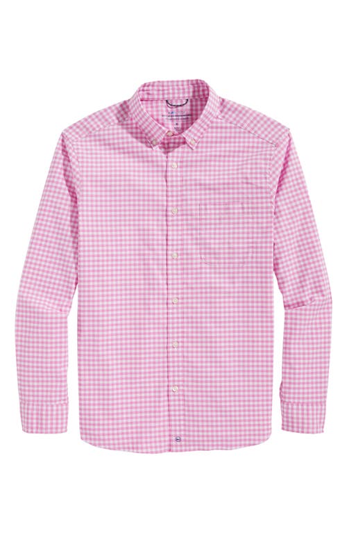 vineyard vines Classic Fit On-The-Go brrrº Gingham Button-Down Shirt in Tea Rose 