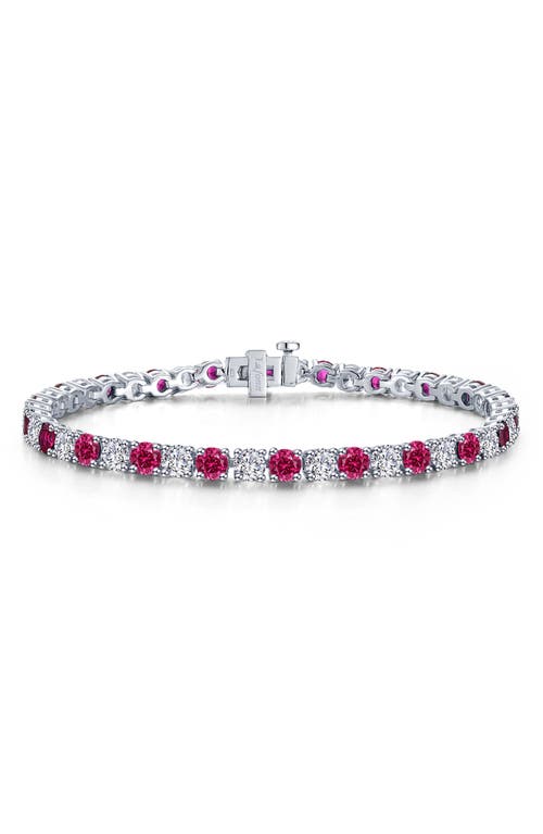 Lafonn Alternating Simulated Diamond Tennis Bracelet in Red/Silver at Nordstrom, Size 7.25