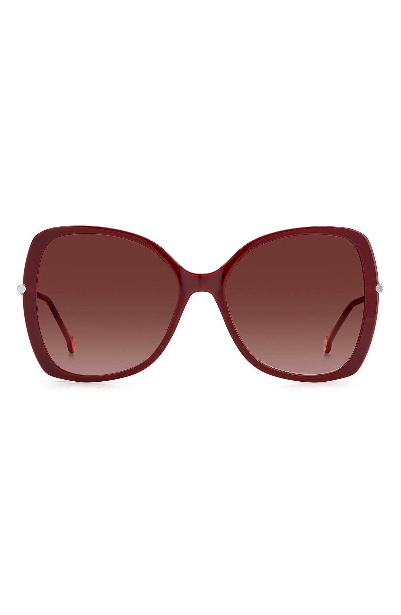 Carolina Herrera 55mm Gradient Square Sunglasses in Burgundy /Brown Violet at Nordstrom