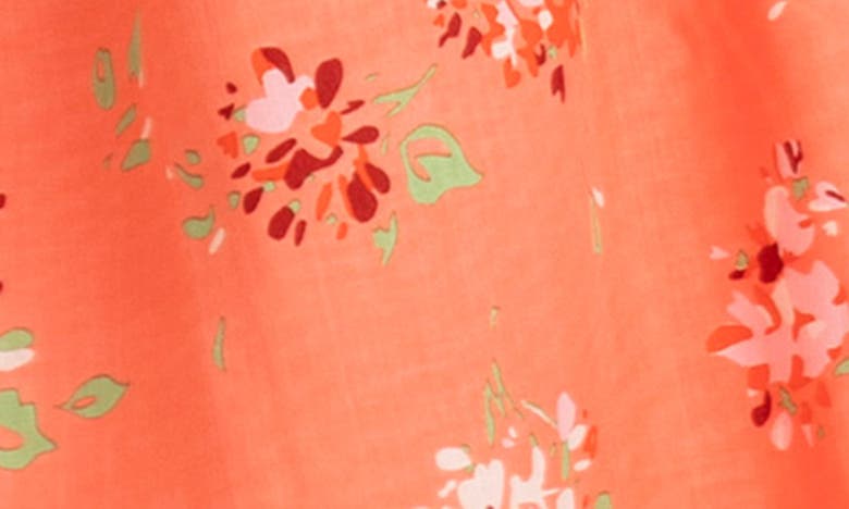 Seraphine Flutter Sleeve Faux Wrap Maternity Dress In Coral Print