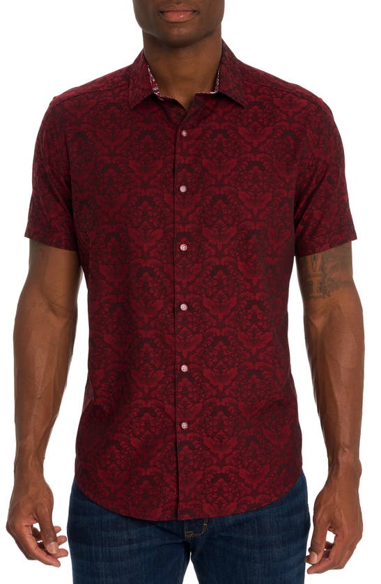 Robert Graham Bayview Woven Shirt In Burgundy