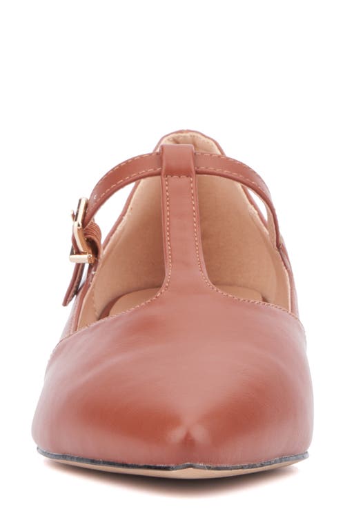 New York And Company Vlada T-strap Flat In Cognac