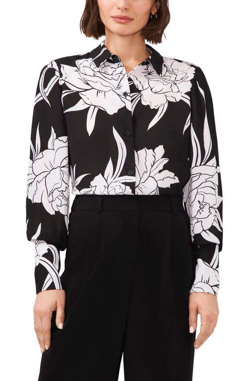 halogen(r) Solid Button-Up Shirt in Blooming Black