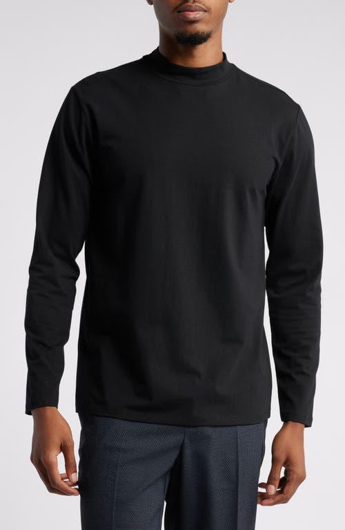 Shop Open Edit Long Sleeve Mock Neck Shirt In Black