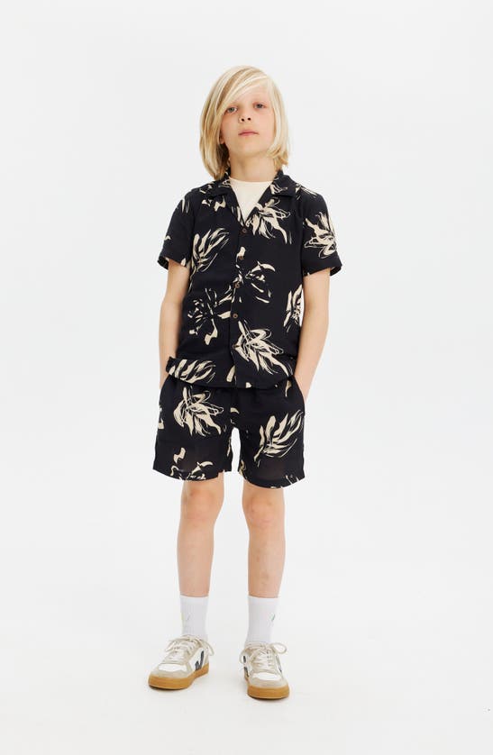 Shop The New Kids' Jordan Frond Print Shorts In Black Beauty