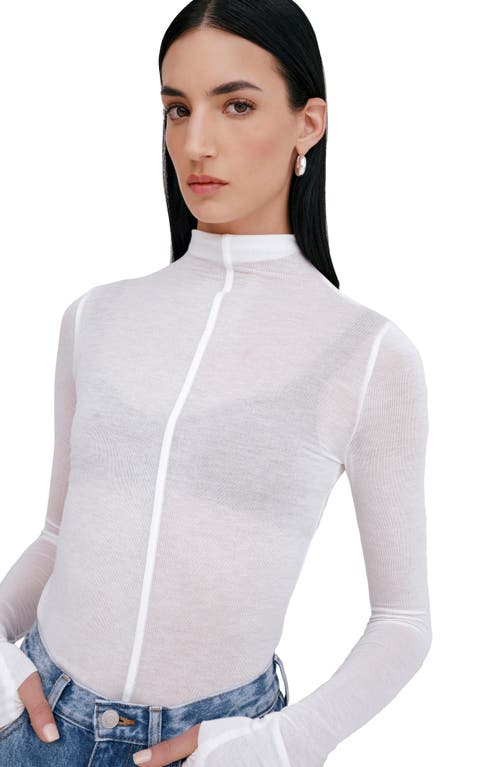 Shop Marcella Alicia Semisheer Mock Neck Jersey Top In Off White