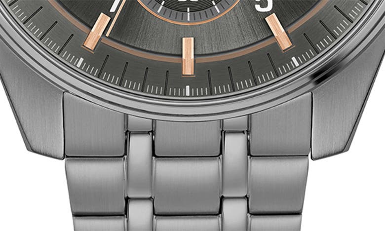 Hugo Boss Men's Skytraveller Quartz Fashion Chrono Ionic Plated Gray Steel Watch 44mm In Gray