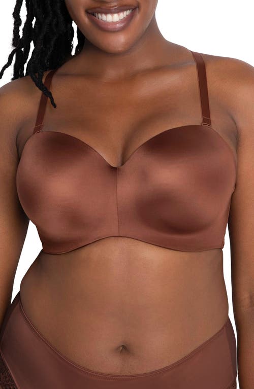 Curvy Couture Strapless Underwire Push-Up Bra in Cocoa