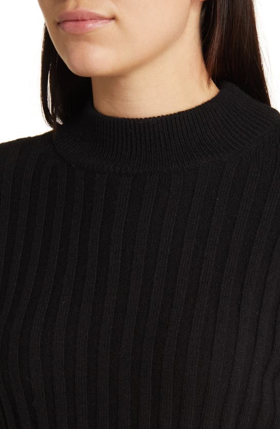 Madewell Mock Neck Crop Sweater In True Black