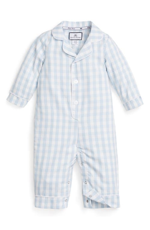 Petite Plume Gingham One-Piece Pajamas Blue at Nordstrom,