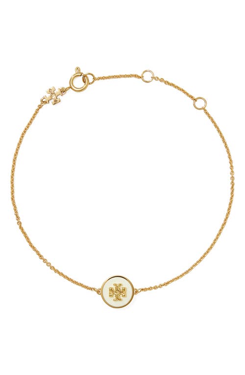 Tory Burch Kira Enamel Pendant Chain Bracelet in Tory Gold /New Ivory at Nordstrom