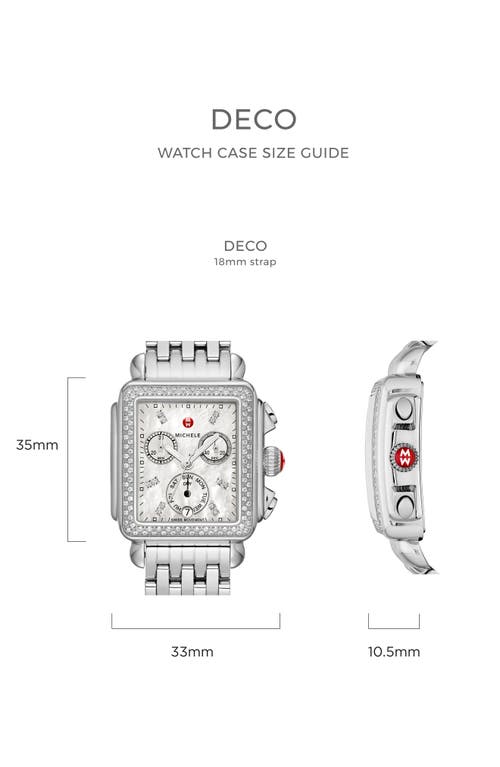 Shop Michele Deco Diamond Chronograph Bracelet Watch, 33mm In Gold/silver