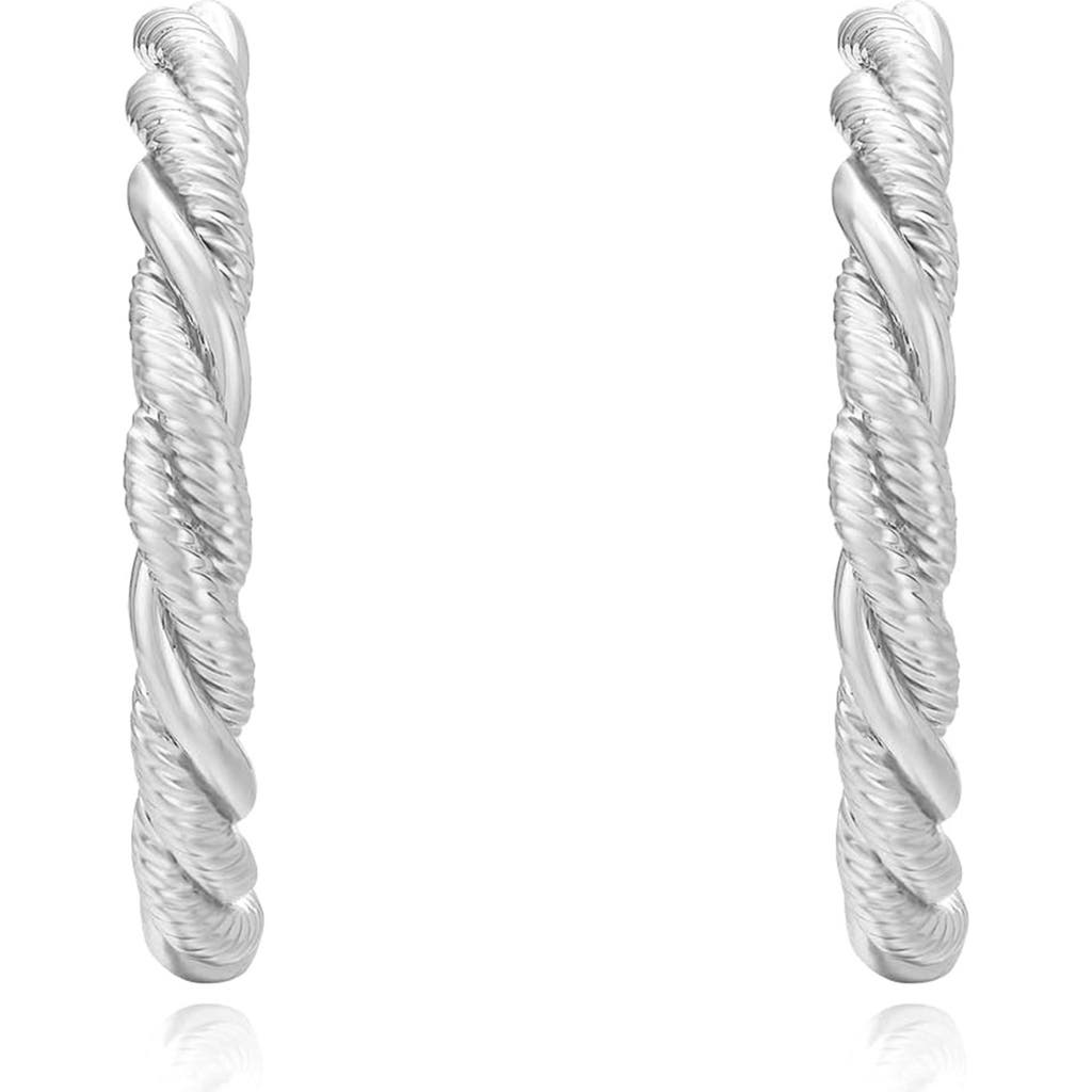 Ettika Silver Plated Spun Strands Hoop Earrings In Silver
