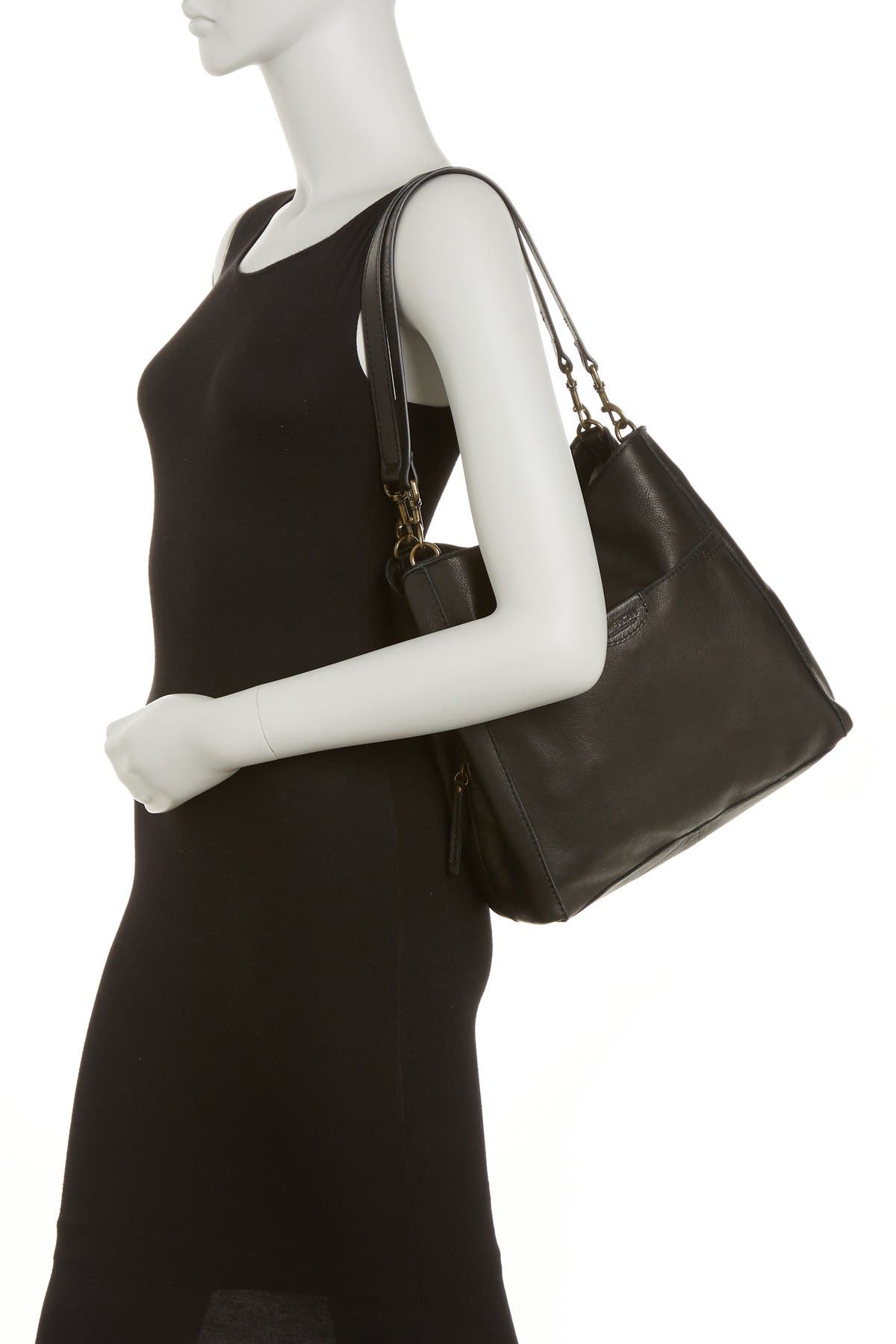 American Leather Co. Austin Leather Bucket Bag In Black Smooth