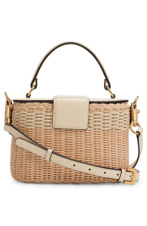 Shop Valentino Garavani Vlogo Woven Rattan Vanity Case Handbag In Zlz Naturale-ivory/ivory