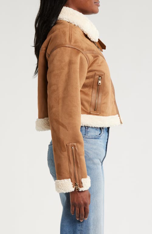 Shop Thread & Supply Faux Shearling Crop Jacket In Camel Cream