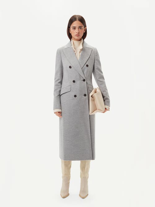 Gobi Mongolian Cashmere Cashmere Peak Lapel Long Coat In Vapor Blue