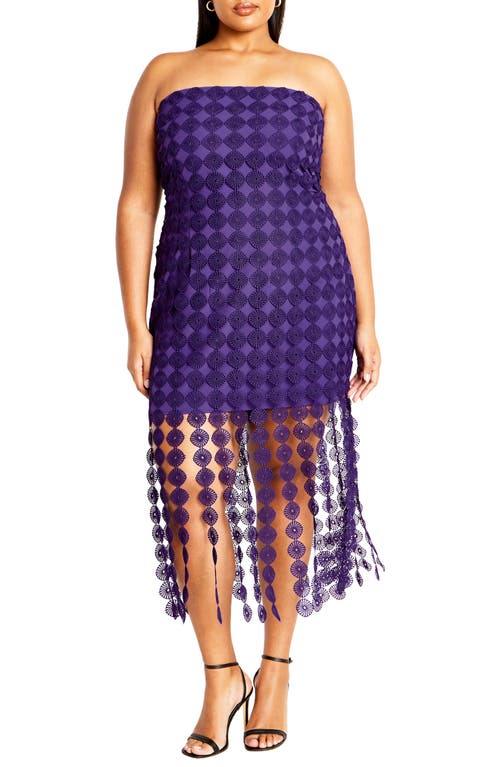 City Chic Ebony Strapless Crochet Lace Minidress In Lotus