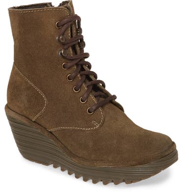 Fly London Ygot Wedge Bootie, Green