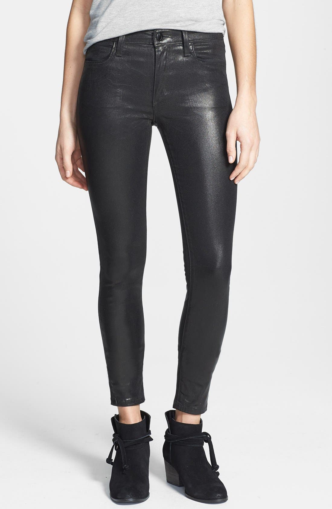 metallic black jeans
