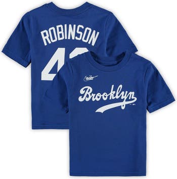 Preschool Brooklyn Dodgers Jackie Robinson Nike Royal Cooperstown  Collection Player Name & Number T-Shirt