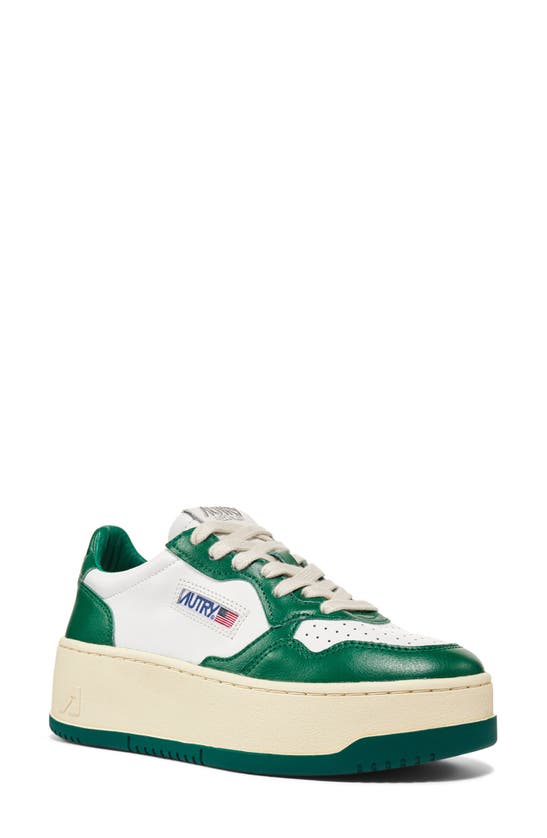 Shop Autry Medalist Sneaker In White/ Green