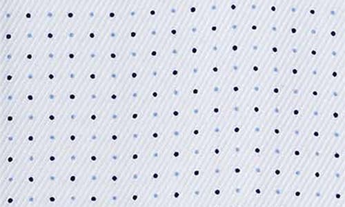 Shop David Donahue Slim Fit Dot Cotton Dress Shirt In White/blue