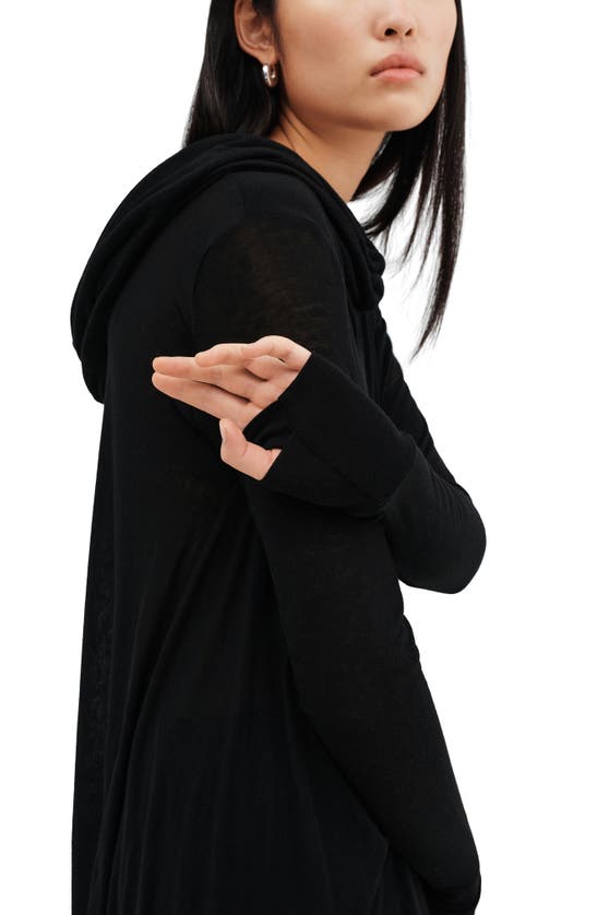 Marcella Oslo Semisheer Long Sleeve High-low Jersey Tunic In Black