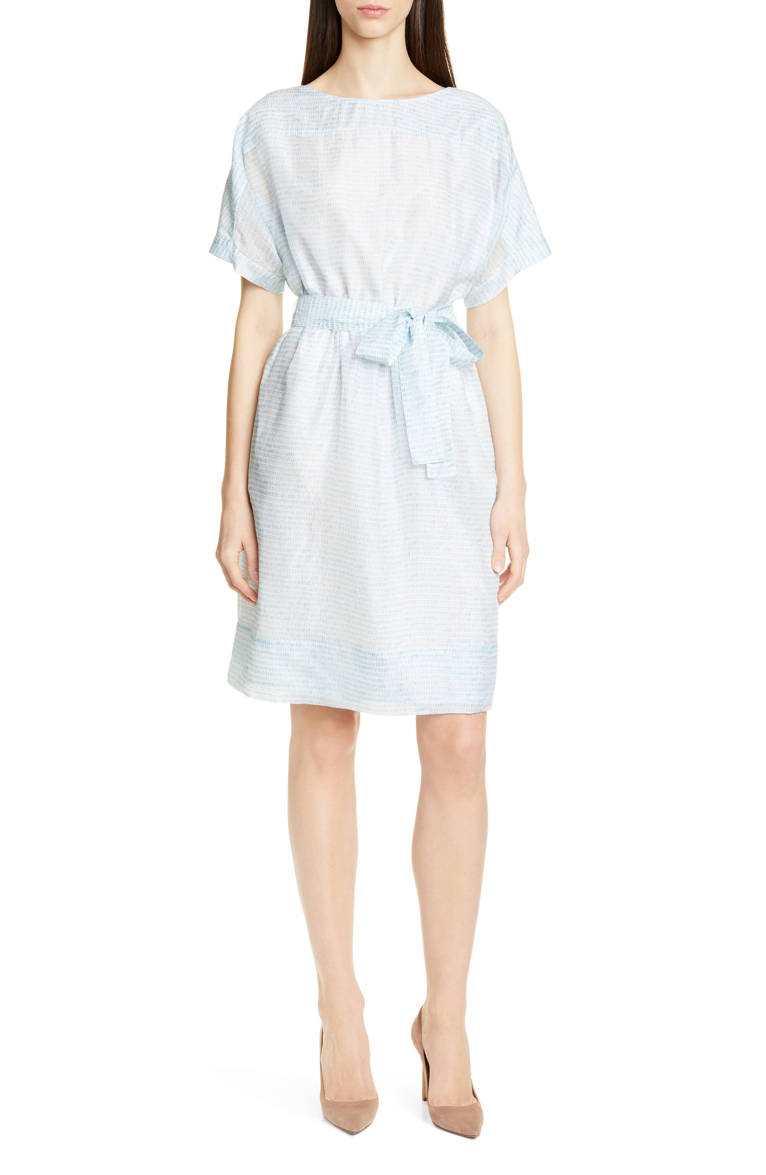 Boss Demseey Short Sleeve Silk Dress, Blue
