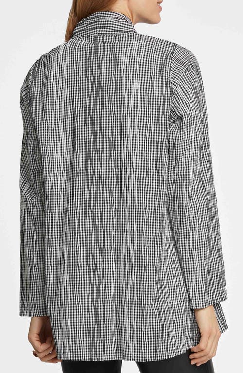 Foxcroft Alana Crinkle Cotton Blend Gingham Jacket In Black/white