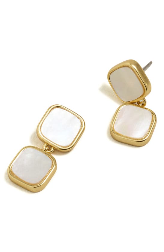 Shop Madewell Mother-of-pearl Drop Earrings In Vintage Gold