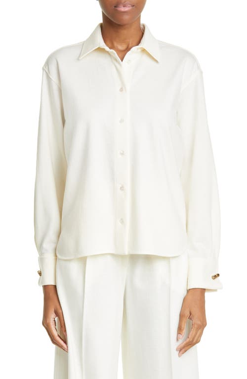 Max Mara Douglas Wool Jersey Button-Up Shirt in White