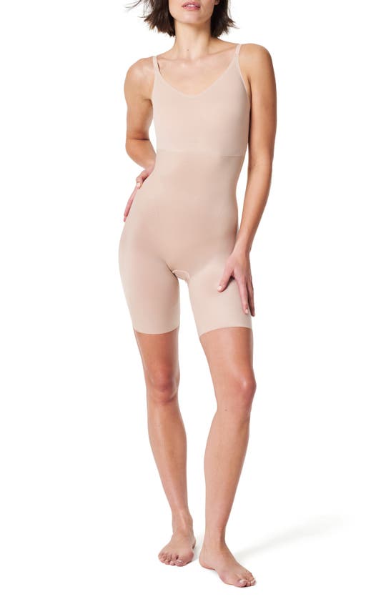 Shop Spanx ® Thinstincts 2.0 Mid-thigh Shaping Bodysuit In Champagne Beige