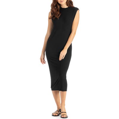 Tavik Joon Ribbed Midi Dress, Black