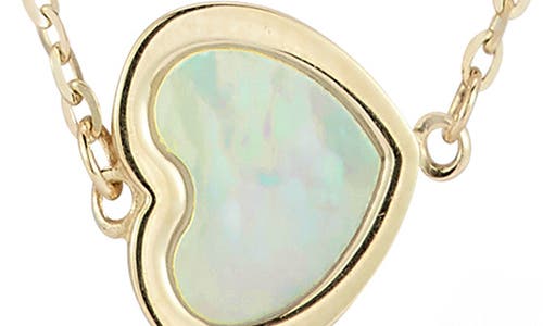Ember Fine Jewelry 14k Gold Mother Of Pearl Heart Station Necklace In Gold