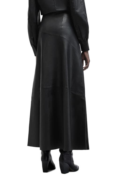 Shop Allsaints Giana Leather Maxi Skirt In Black