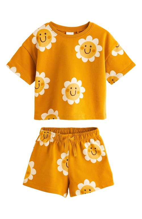Next Kids' Daisy Print T-shirt & Shorts Set In Yellow