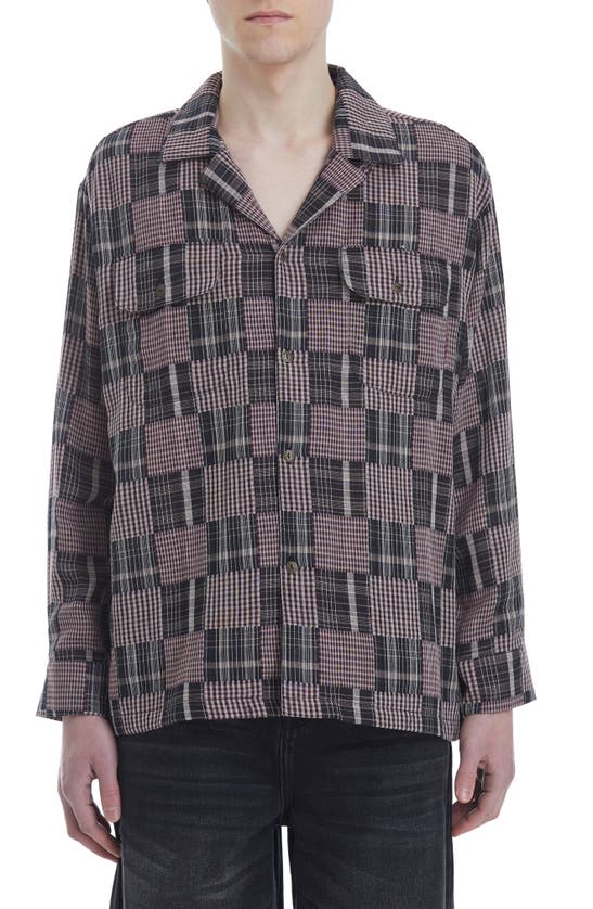 FOUND FOUND PATCHWORK COTTON FLANNEL BUTTON-UP SHIRT 