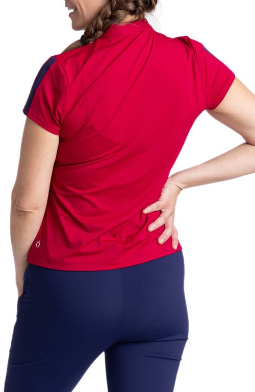 Shop Kinona Sporting Life Short Sleeve Half Zip Golf Top In Bordeaux Red