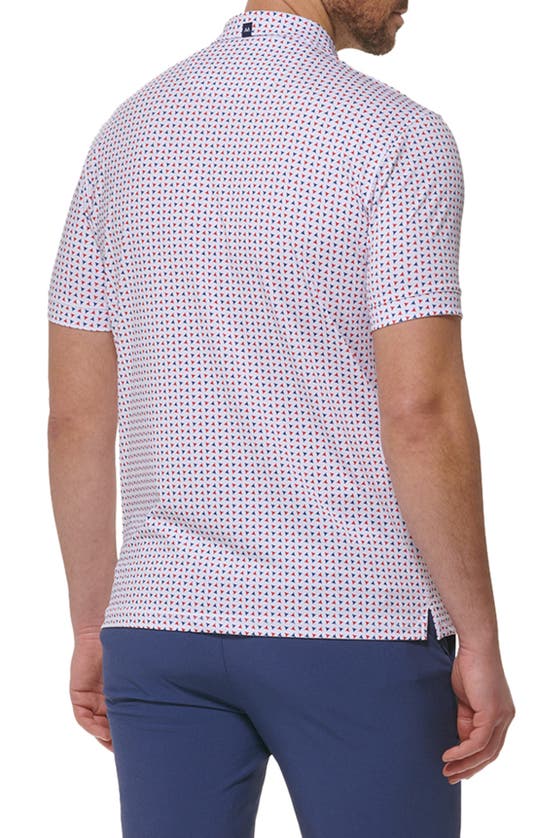 Shop Mizzen + Main Mizzen+main Versa Geo Print Performance Golf Polo In Hibiscus Geo Print