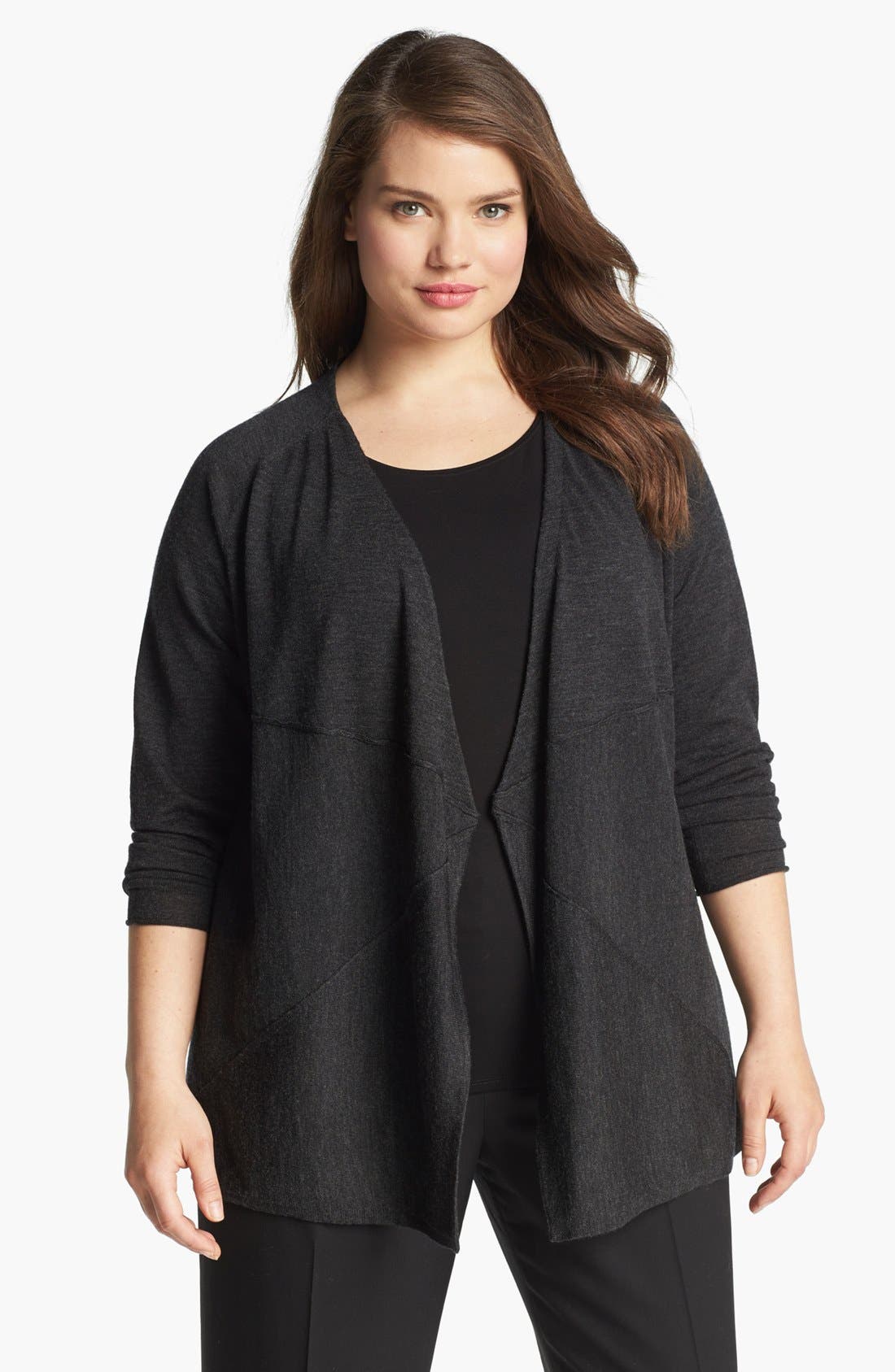 Eileen Fisher Merino Wool Open Cardigan (Plus Size) Nordstrom