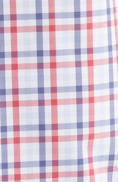 Shop Mizzen + Main Mizzen+main Leeward Trim Fit Plaid Performance Button-up Shirt In Holly Berry Coastal Plaid