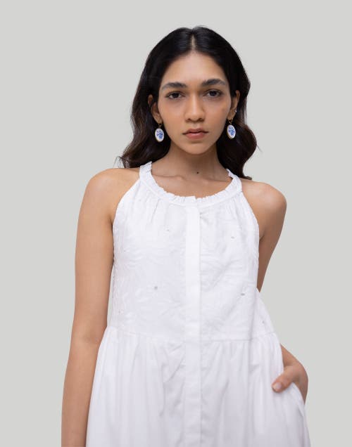 Reistor Embroidered Tiered Maxi Dress In Coconut White