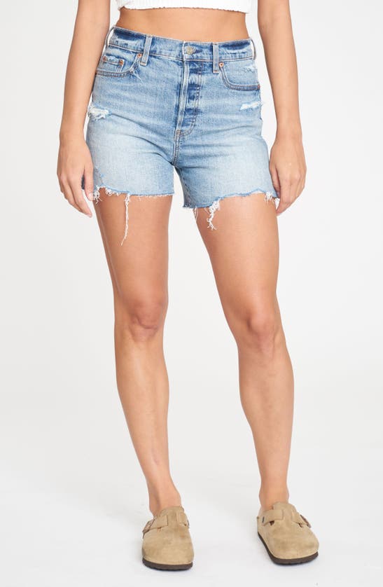 Shop Daze Bottom Line High Waist Distressed Denim Cutoff Shorts In Marshmallow