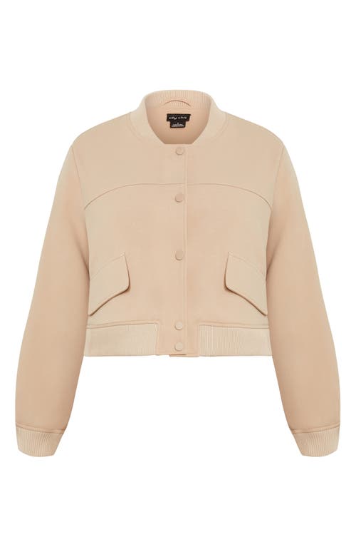 Shop City Chic Ivy Crop Bomber Jacket In Nougat