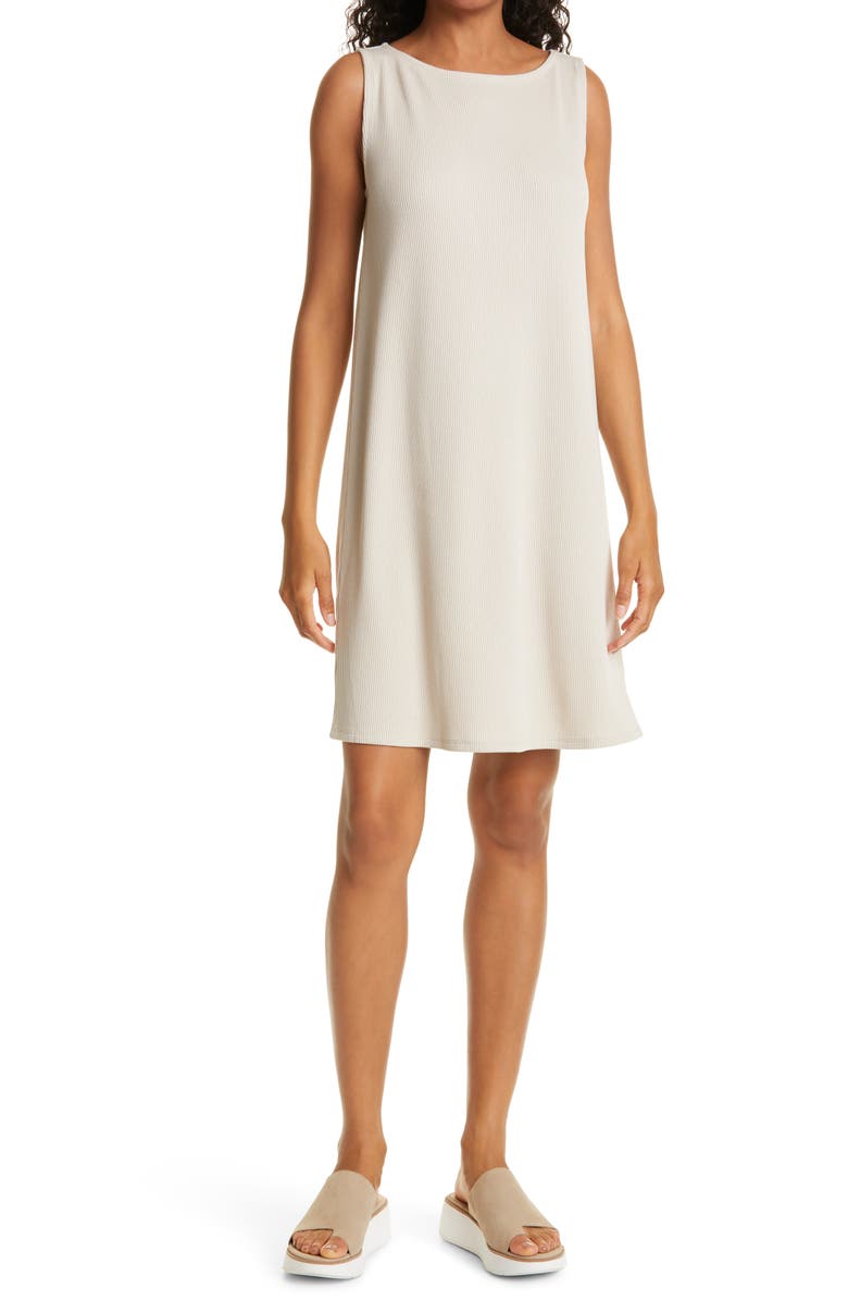 EILEEN FISHER Bateau Neck Shift Dress, Main, color, CHALK