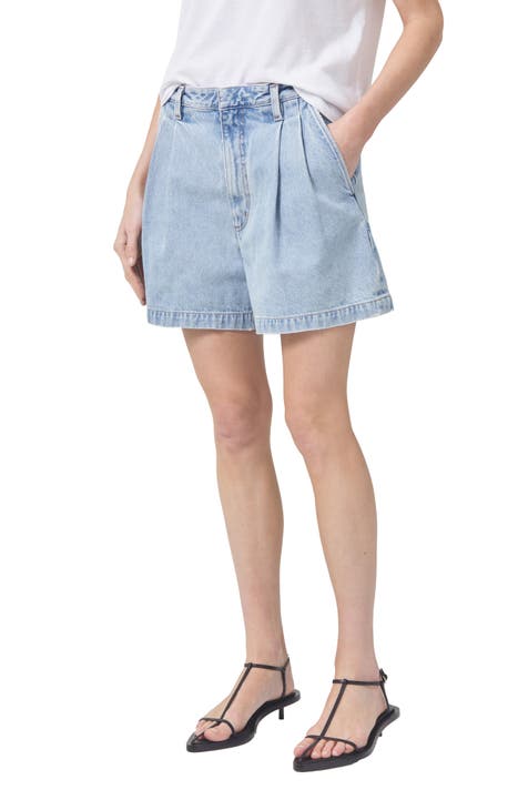 Becker Pleated Relaxed Fit Denim Shorts (Rotate)